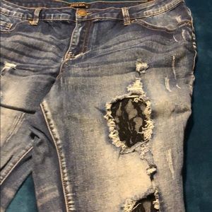 Holy Jeans with Black lace lining.